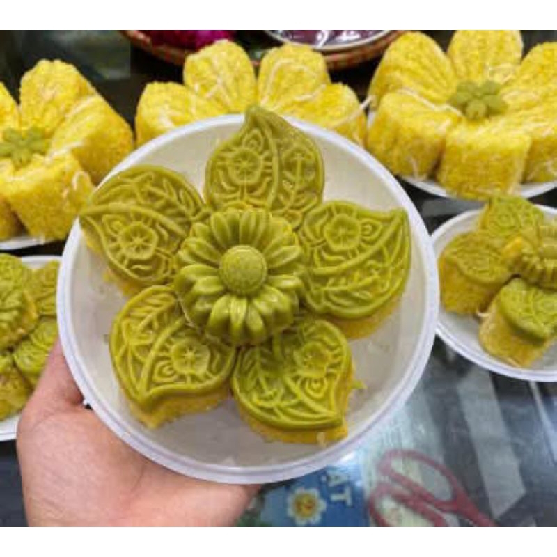 Khuôn lò xo hình lá cây nhấn xôi bánh trung thu trái đào trường thọ