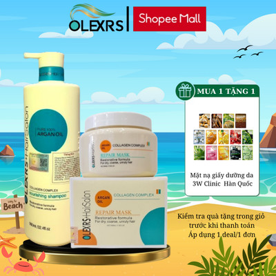 Combo Dầu Gội Collagen Và Ủ Tóc Collagen Phục Hồi Tóc Hư Tổn Olexrs Hair Salon 960ml và 500ml