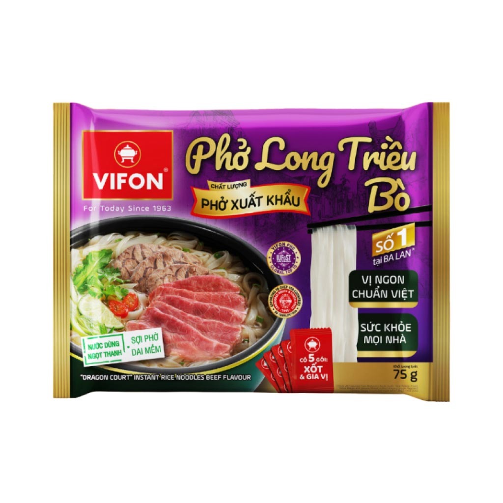 [3 GÓI] Phở ăn liền Long Triều Vifon vị bò gói 75g