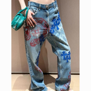  Quần jean dáng rộng in hình graffiti thêu chữ thập dành cho nữ phong cách đường phố   Được kiểm hàng trước khi nhận   