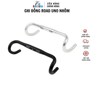  Ghi đông cong nhôm UNO HB CR12 màu bạc xi titan đen cho xe đạp Fixed gear  Road 