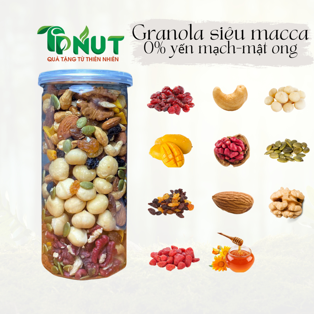500g Granola siêu hạt, siêu macca cao cấp nhiều phân loại hàng để lựa chọn