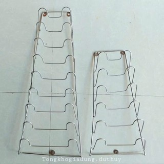  Kệ treo nắp xoong nồi vung inox gắn tường   6 tầng 9 tầng  kềm phụ kiện 