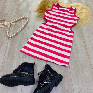 Đầm Body sọc khoét eo,hở lưng cho bé gái dành cho bé từ (7/26kg) Thun