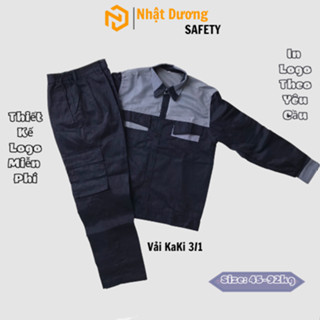 Quần áo bảo hộ lao động nam túi hộp vải Kaki 3/1 dày dặn, Đồ bảo hộ lao động cho công nhân kỹ sư M18
