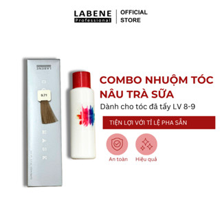 Combo Nhuộm Tóc (Màu Nhuộm + Oxy) Nâu Trà Sữa - Dành Cho Tóc Đã Tẩy Lv 8-9 | LABENE
