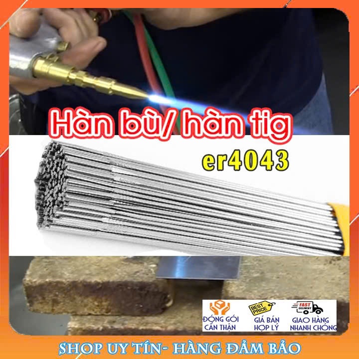 Gói 1/2 kg que hàn bù nhôm ER4043 hàn tig, hàn gió đá 1.6mm, 2.4mm, 3.2mm, dài 1m, hàn két nước, điệ