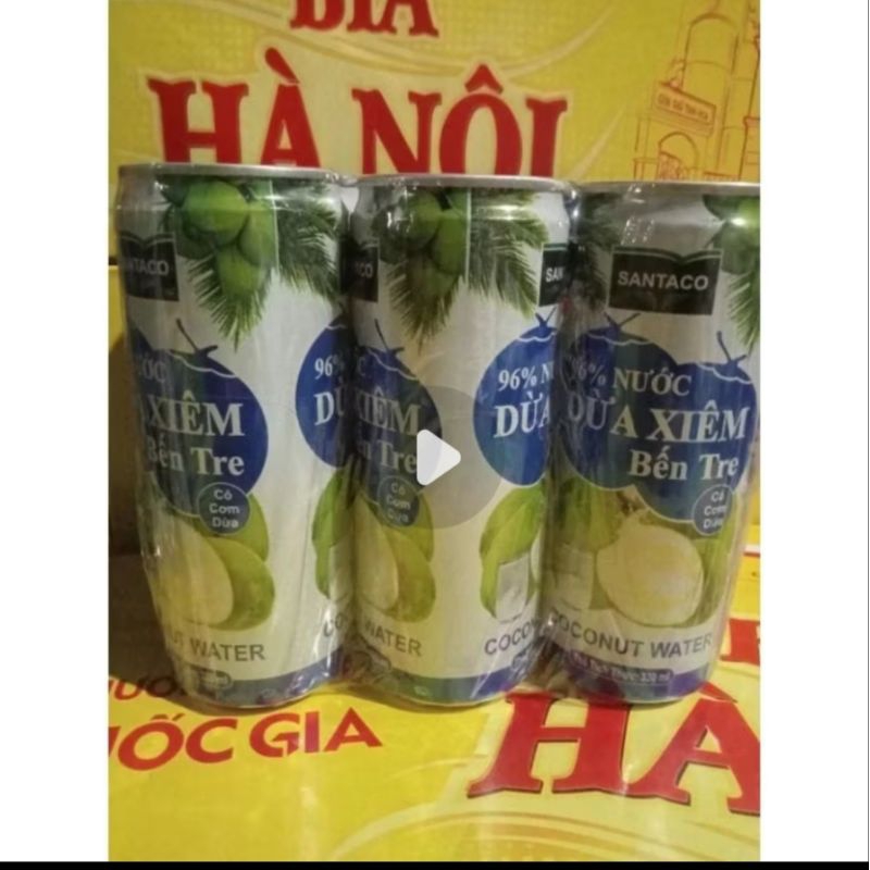 Nước dừa xiêm có thịt santaco thùng 24 lon 330ml