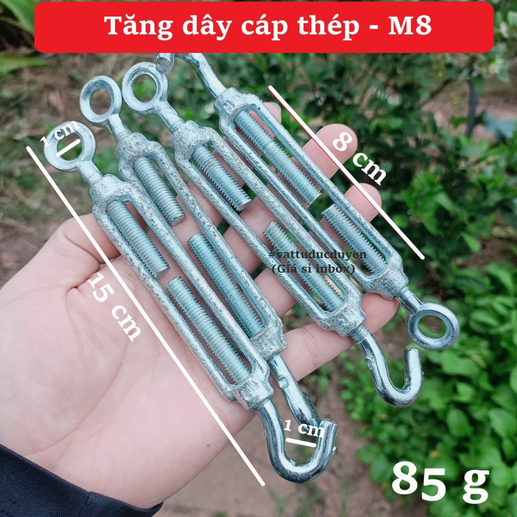 Tăng đơ dây cáp thép mạ, kéo căng dây cáp, chịu lực tốt [ Ø 8mm ]