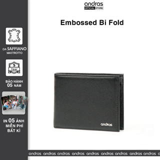   Có Khắc Tên  Ví nam da Saffiano Embossed Bi Fold nhỏ gọn mini bóp nam cao cấp da thật Andras - V11 