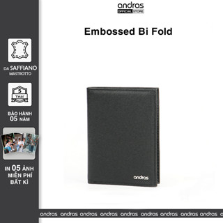 [Có Khắc Tên] Ví nam da Saffiano Embossed Bi Fold Andras Store, Bóp nam dáng đứng cao cấp da thật nhỏ gọn mini - V11