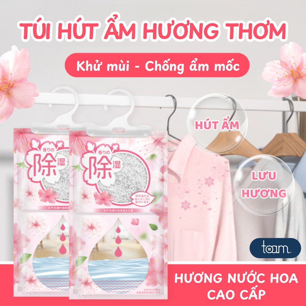 Túi Hút Ẩm Hương Thơm Nước Hoa 2 Ngăn Chống Ẩm Mốc 500ML, Túi Thơm Treo Tủ Quần Áo, Tủ Giày