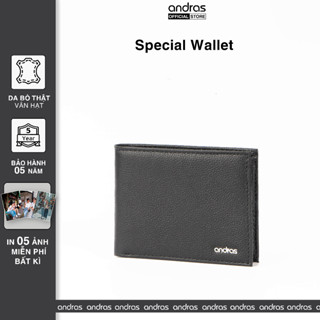 Ví nam da thật gập đôi Bi-fold Special Wallet bóp nam mini cao cấp Andras - V16