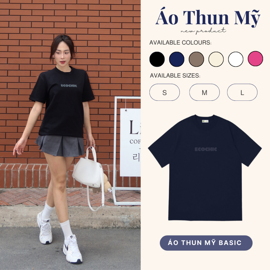 Áo Phông Basic Logo ECOCHIC Local Brand Chính Hãng Unisex Form Rộng Oversize Premium Cotton 100% B081 | BigBuy360 - bigbuy360.vn