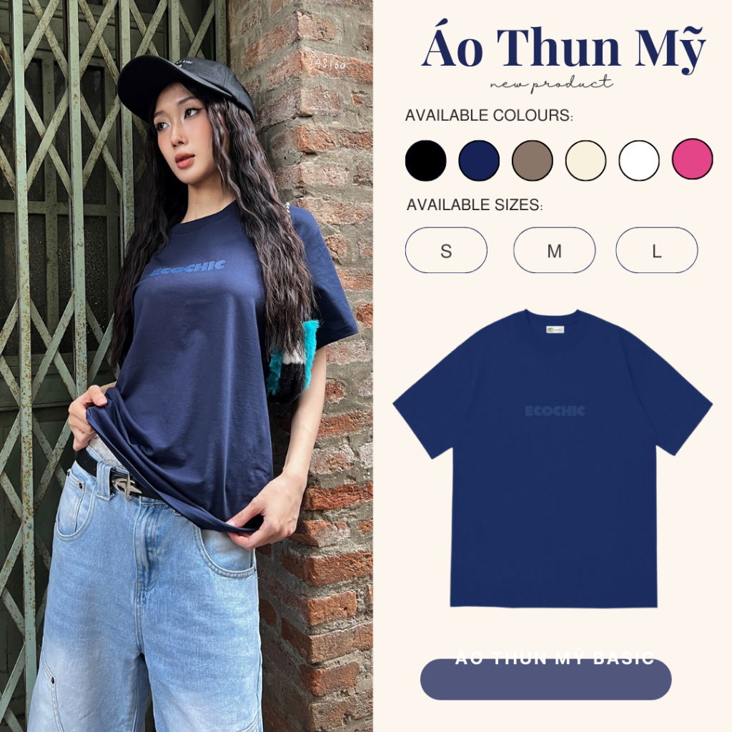 Áo Phông Basic Logo ECOCHIC Local Brand Chính Hãng Unisex Form Rộng Oversize Premium Cotton 100% B081 | BigBuy360 - bigbuy360.vn