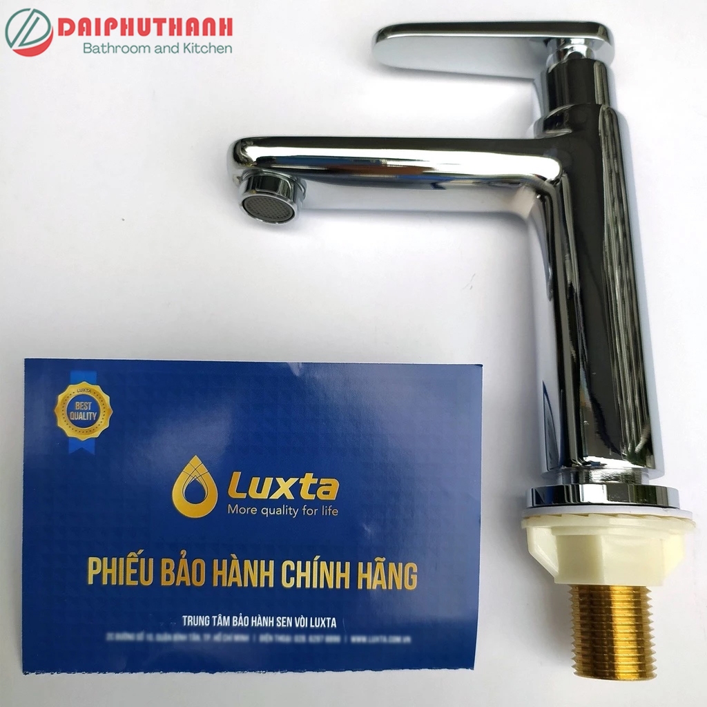Vòi Lavabo Lạnh Đồng Thau Mạ Crome LUXTA L1105T3 Và L1105T3B - Vòi chậu rửa mặt thân tròn cổ cao