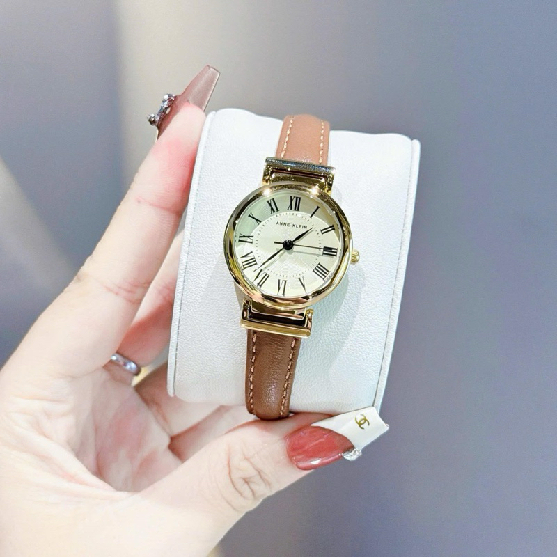 Đồng hồ nữ Anne Klein dây da Ak/2246CRNV chính hãng dây da xanh navy 28mm cọc số la mã