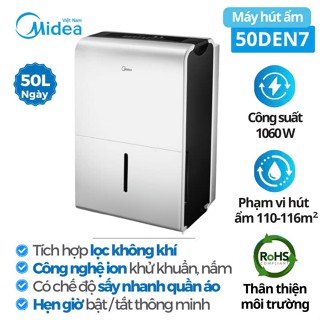Máy hút ẩm, kiêm sấy, lọc không khí Midea MDDP50DEN7-QA3 50L/ngày MHA002