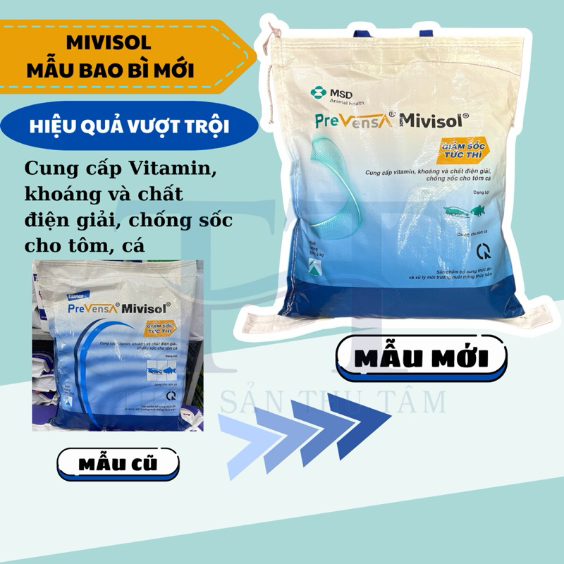 Mivisol Elanco túi 5kí cung cấp chất vitamin, khoáng, chất điện giải giúp chống sốc cho tôm, cá .