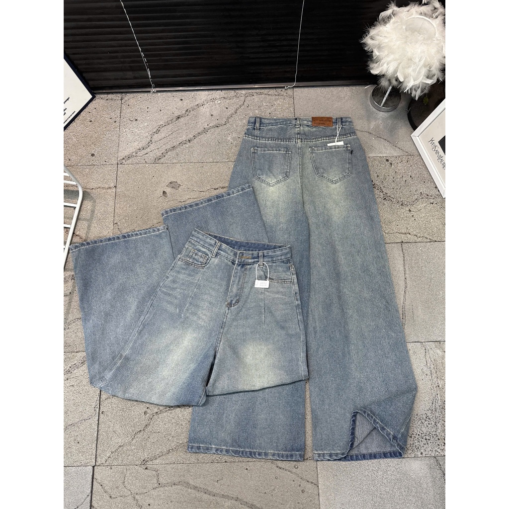 Quần Jean Ống Rộng Hari Quần Bò Ống Suông Cạp Cao Màu Wash Retro | BigBuy360 - bigbuy360.vn