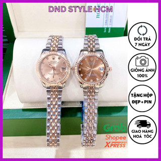 Đồng hồ nữ Rolex, đồng hồ rolex nữ dây kim loại viền trơn khóa bướm tiện lợi sang trọng - DndStyle