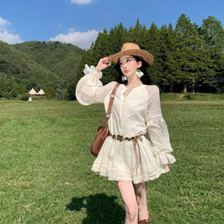   Hàng Sẵn  Đầm Tiểu Thư Tay Phồng Tặng Kèm Thắt Lưng Syle bohemian Du Mục Thời Trang Nữ Kèm Ảnh Thật Chụp Tại Shop 