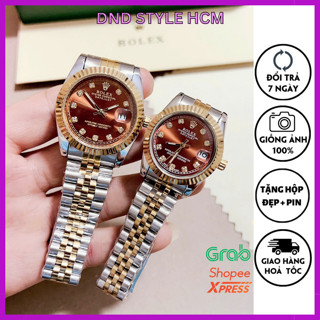 Đồng hồ Rolex nam nữ, đồng hồ rolex cặp nam nữ màu nâu hot trẻ trung cá tính cực đẹp - DndStyle