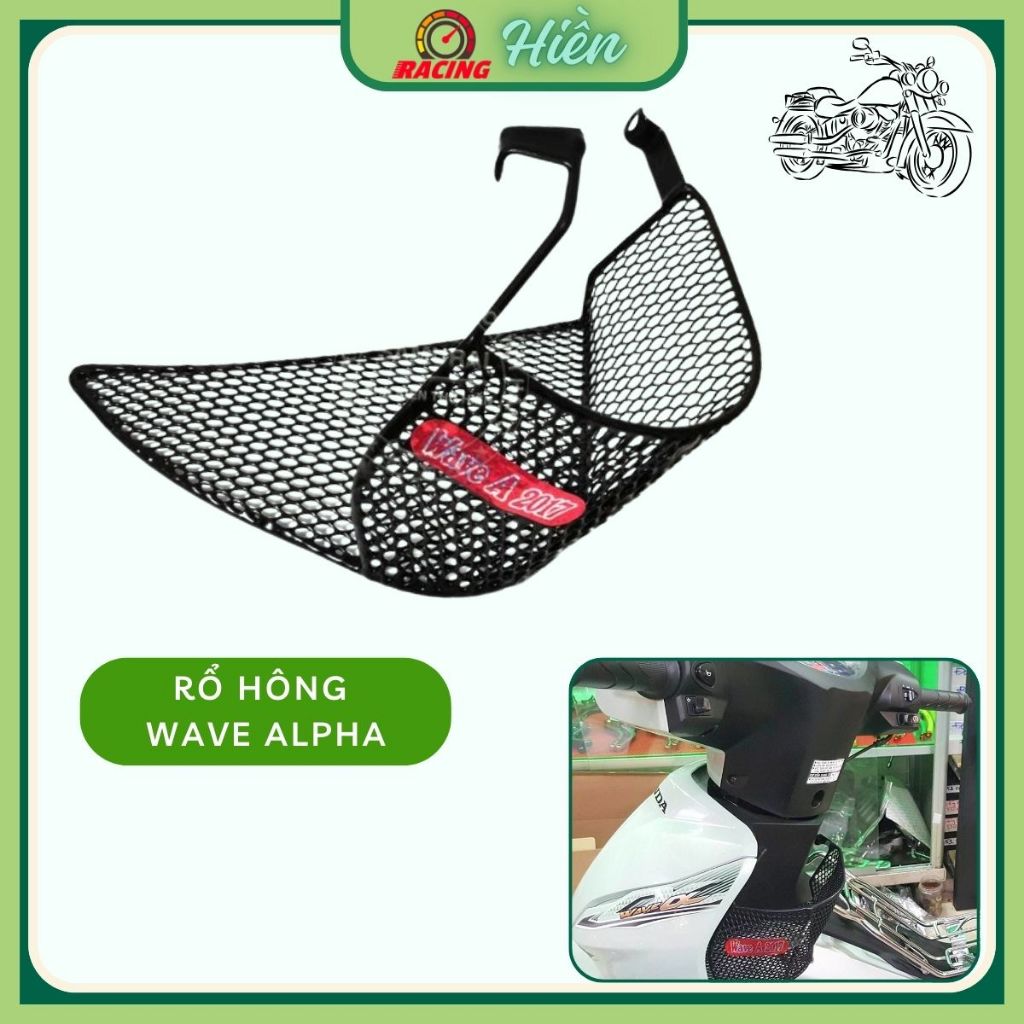Rổ đựng đồ xe Wave Alpha 2017 - 2019, giỏ hông xe máy gắn như zin thép nhúng nhựa cao cấp chắc chắn