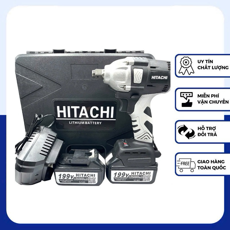 Máy siết bulong Hitachi 199v, Máy bắn bulong Động cơ không chổi than Đầu bulong