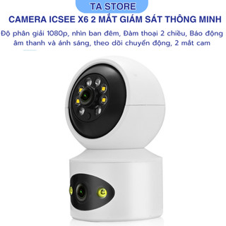  Camera iCSee X6 5mp 2 mắt giám sát thông minh 1080p theo dõi chuyển động cảnh báo âm thanh ánh sáng đàm thoại 2 chiều 