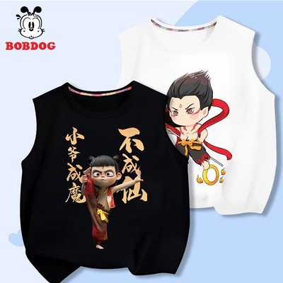 Áo bé trai BOBDOG, áo sát nách bé trai vải cotton thoáng khí in hình Natra cute cho bé
