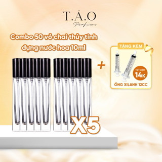 [ Tặng 2 xilanh ] Combo 50 chai lọ chiết nước hoa thuỷ tinh trụ vuông cao cấp 10ml chuẩn