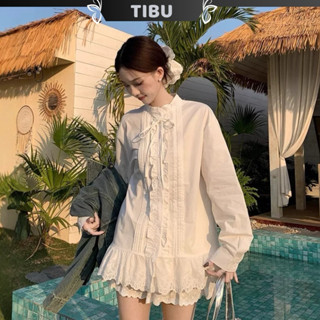 Đầm Babydoll Viền Bèo Tầng Cột Nơ TIBU Đầm Nữ Tiểu Thư Dáng Ngắn Che Khuyết Điểm Sang Chảnh D293