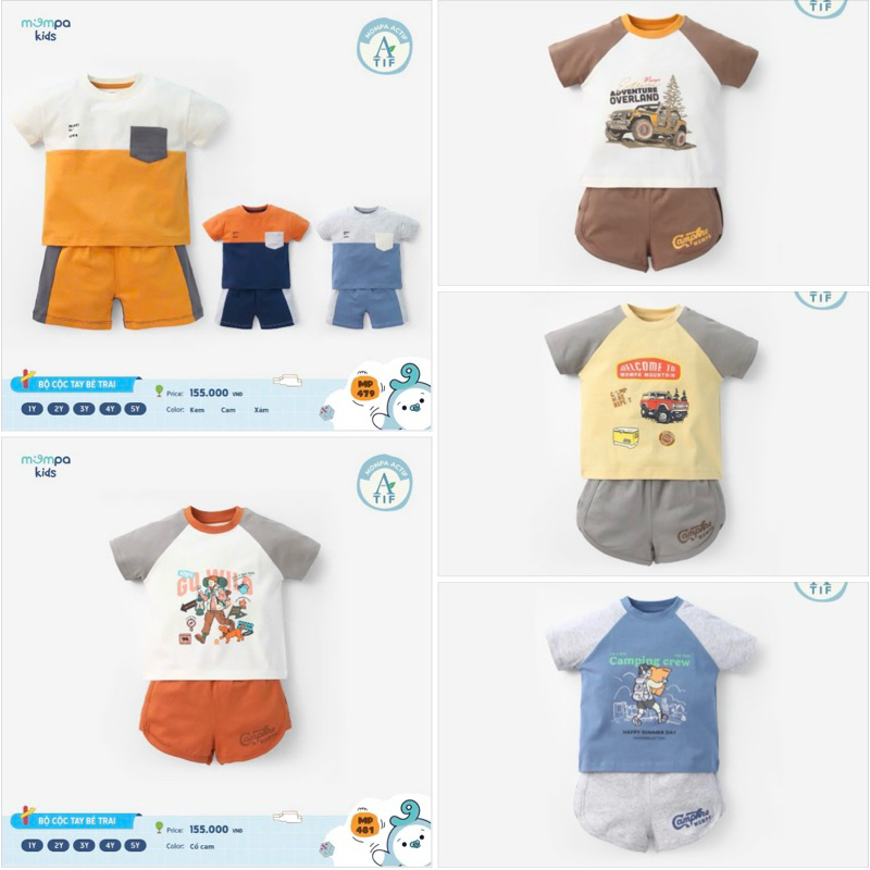Bộ cộc và ba lỗ mompa petit co giản 4 chiều cho bé yêu