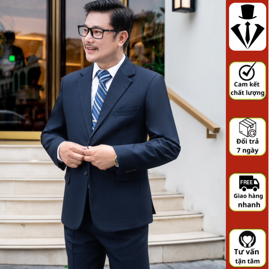 Vest nam trung niên tiến vải nhập khẩu 2 lớp dày dặn được ép nhiệt chống nhăn