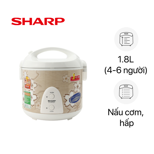 Nồi cơm điện Sharp 1.8 lít KS-N191ETV-Chính Hãng 100%-SX Thailan,Lòng nồi chống dính,nấu 3D