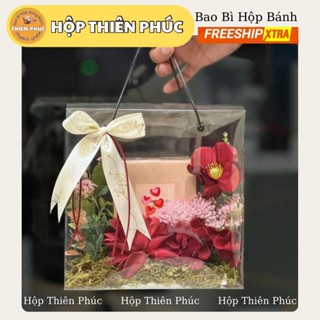  10 Tui mica vuông quai đen đựng hoa - quà - túi đựng nước hoa làm quà tặng- bánh kẹo - bánh quy - bánh thuyền 