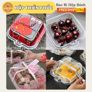 100 Hộp Nhựa Trong suốt Đựng Bánh Bento, Gato, Bánh Ngọt, Bông Lan, Phô Mai Cháy, Đựng Thực Phẩm Trong Suốt Nắp Gập