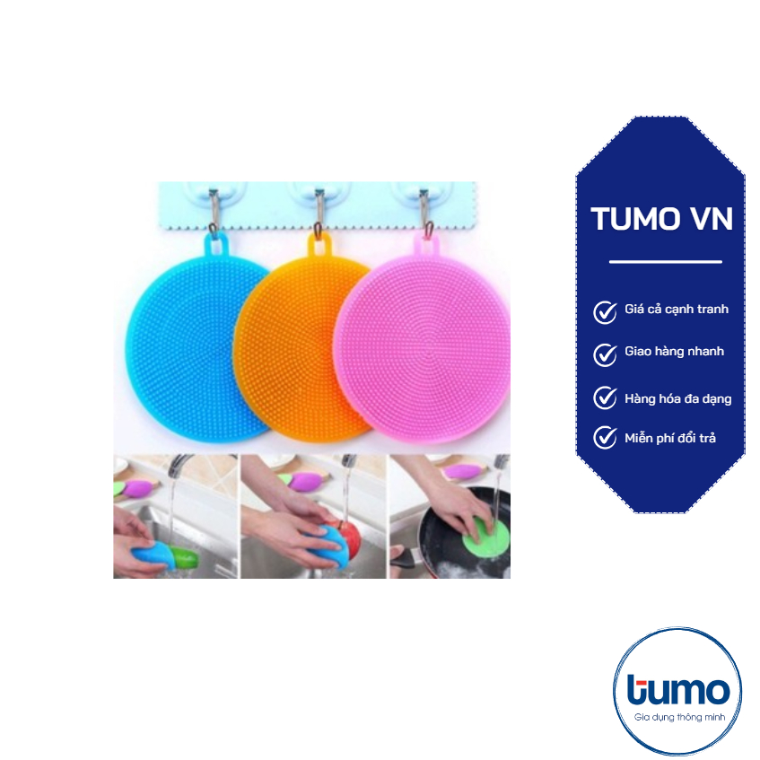 Miếng rửa chén silicon ( Loại tròn có gai ) -gttk[HDK]