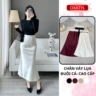 Chân váy lụa satin dáng xòe đuôi cá OXATYL V349 kiểu váy sang trọng váy lụa dài