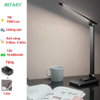 Đèn học để bàn chống cận siêu sáng 7W tích điện 12 tiếng điều chỉnh ánh sáng 5 màu và 5 mức  gấp gọn mang đi MTR058B