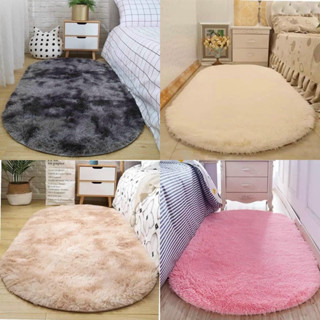 Thảm Lông Trải Sàn Hình Oval - Size 1mx1m6 - Có đế chống trượt - Nhà Shy