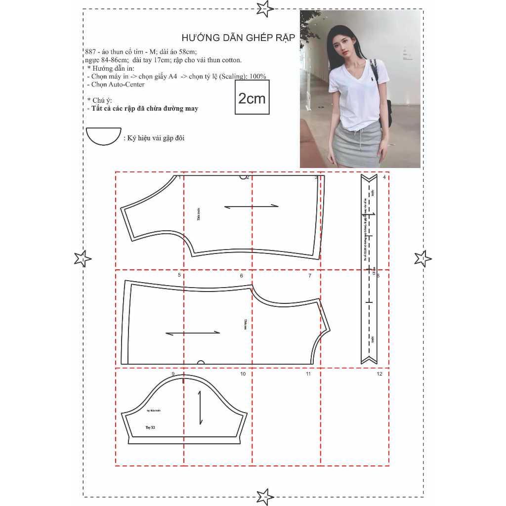 Rập giấy A0 mã 887 - Rập may áo thun