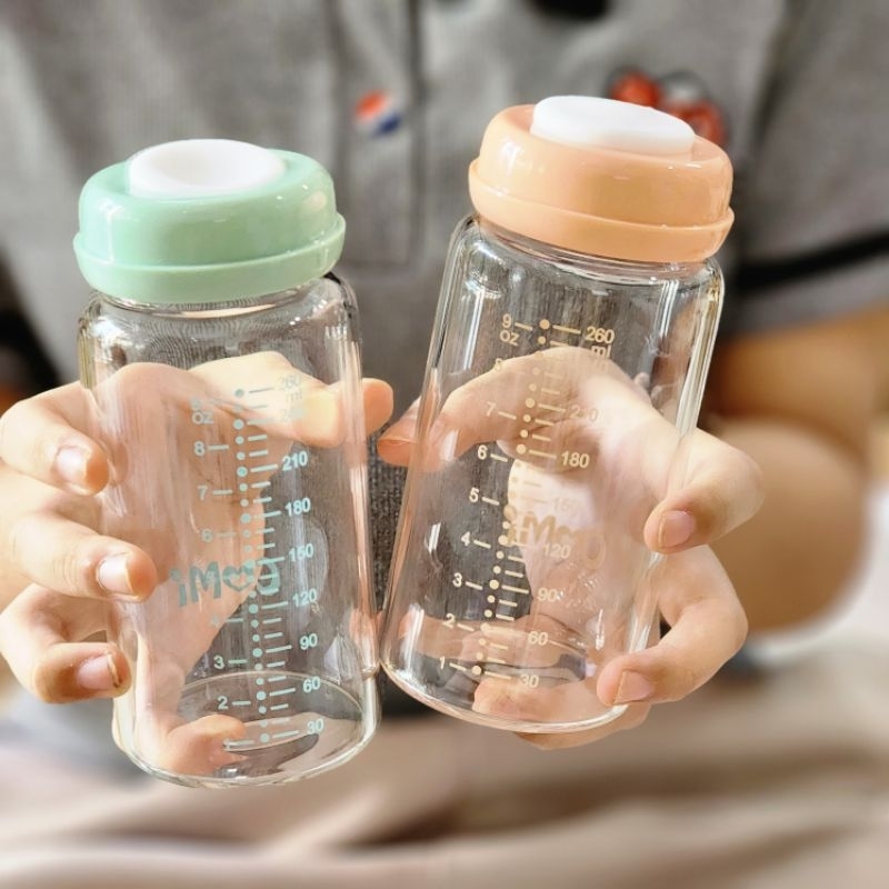 Bình Trữ Sữa Thủy Tinh COMI Xanh 260ml, Hồng 260ml