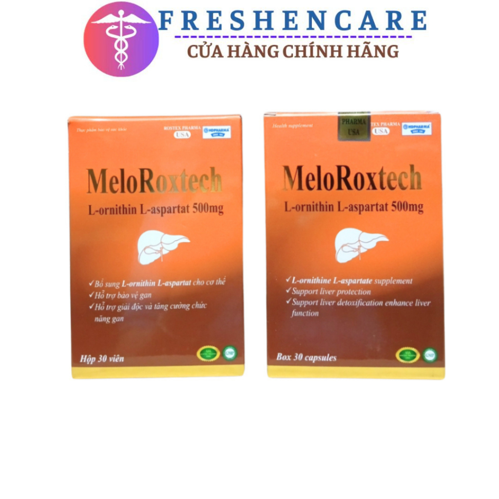 Viên uống L-ornithin L-aspartat 500mg MELO ROXTECH Hỗ trợ bảo vệ, giúp giải độc và tăng cường chức n