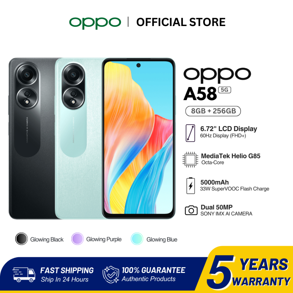 Điện thoại thông minh OPPO A58 MỚI RAM 8GB + ROM 256GB l 33W SUPERVOOC l 5000mAH l 6.72 FHD+ H | BigBuy360 - bigbuy360.vn