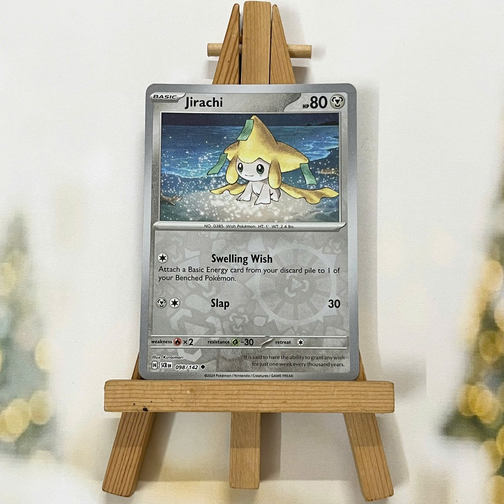 Thẻ hình Pokemon Jirachi 098/142 - Lá bài lẻ Stellar Crown Uncommon Reverse Holo tiếng Anh