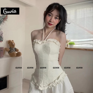 [Xả Hàng] Áo Ống Cúp Ngực Guvia Viền Bèo Có Dây Buộc Cổ, Thắt Nơ Trước Ngực Trẻ Trung Năng động ADD54