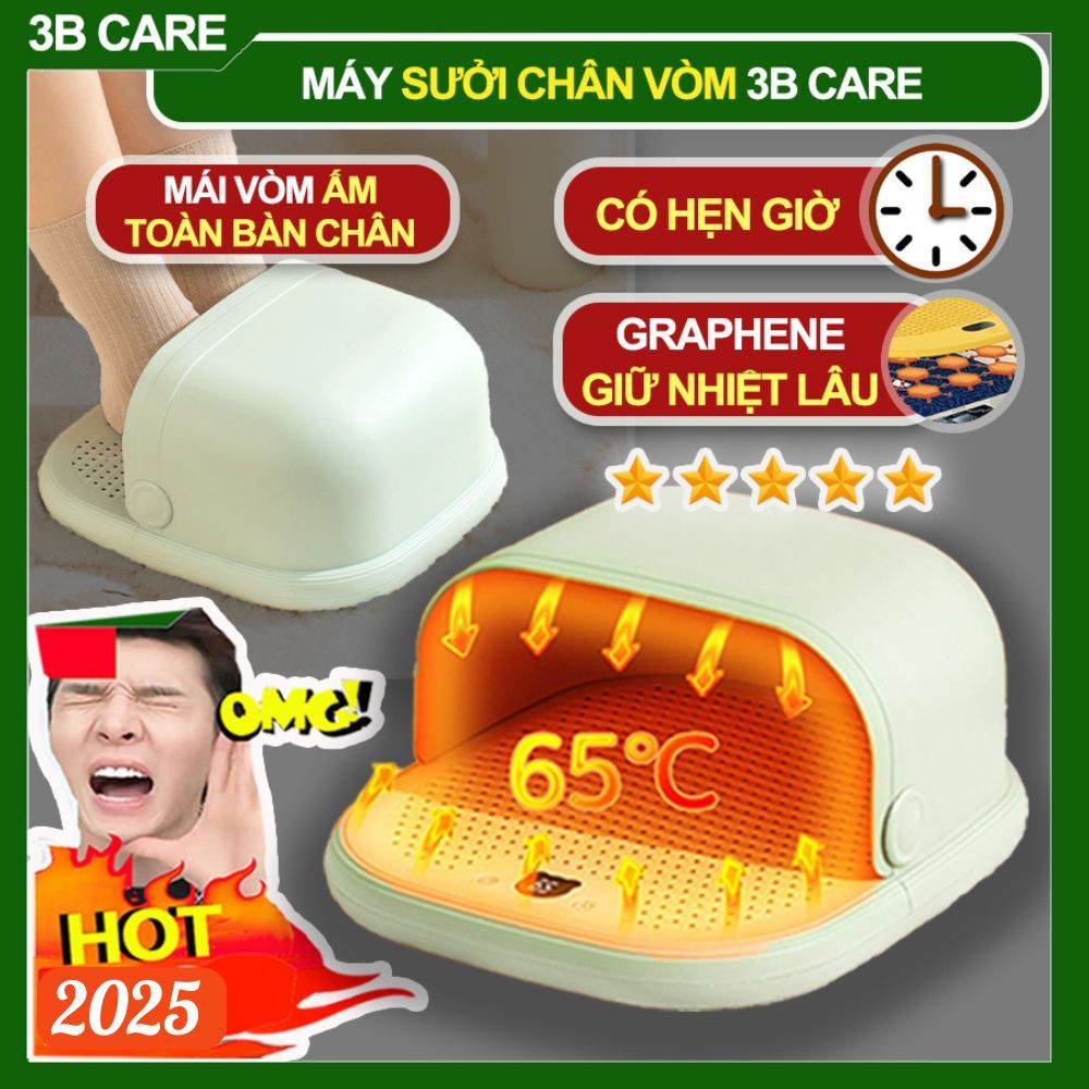 Máy sưởi chân giảm tê buốt 3B Care U3 5 mức nhiệt sưởi Graphene, túi sưởi chân cho ánh sáng hồng ngoại làm ấm nhanh
