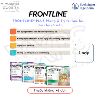 Frontline Plus - 1 tuýp nhỏ gáy phòng diệt ve rận và rận tai dành cho chó và mèo